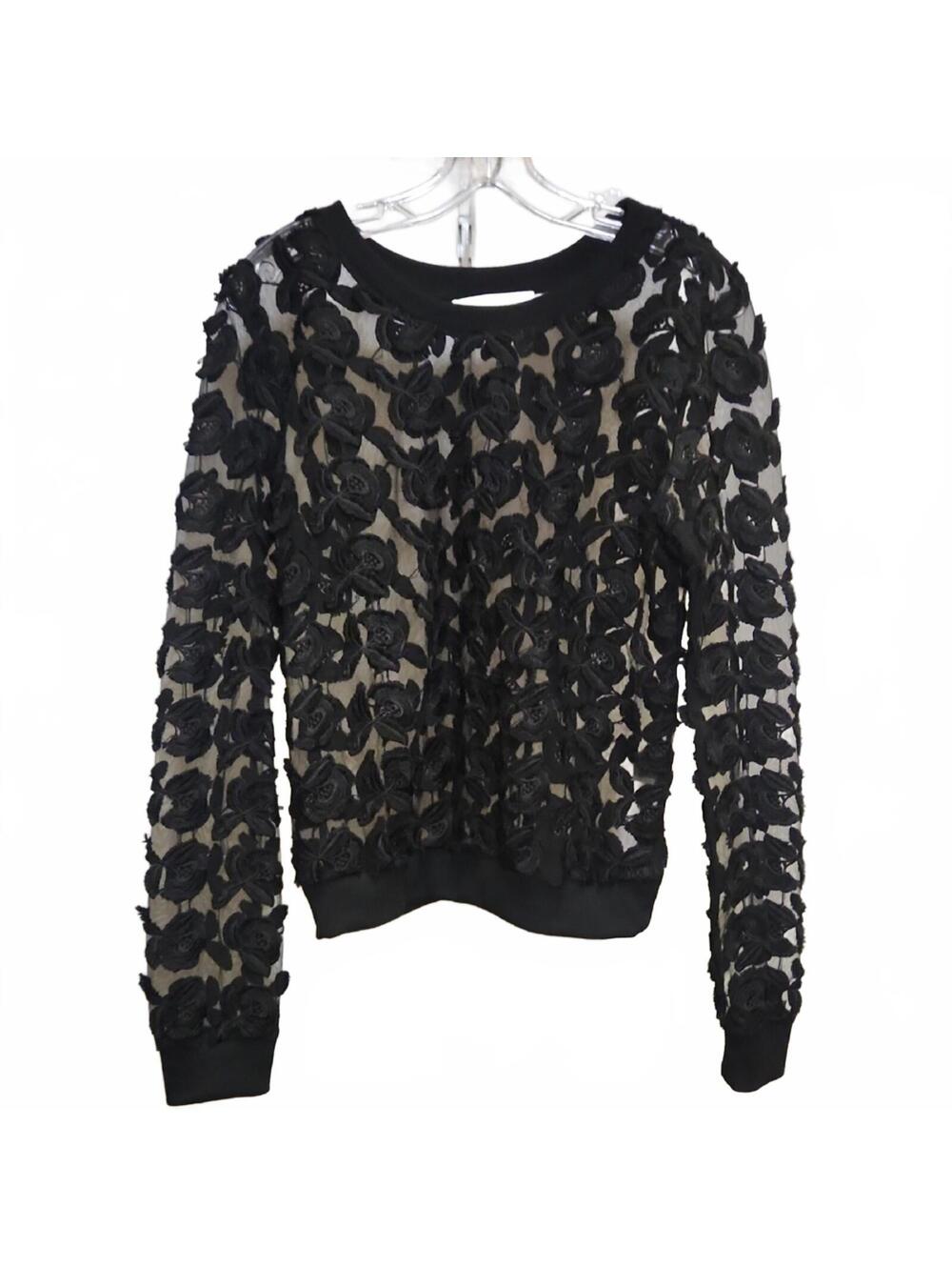 J.O.A. | Black Floral Lace Blouse | M